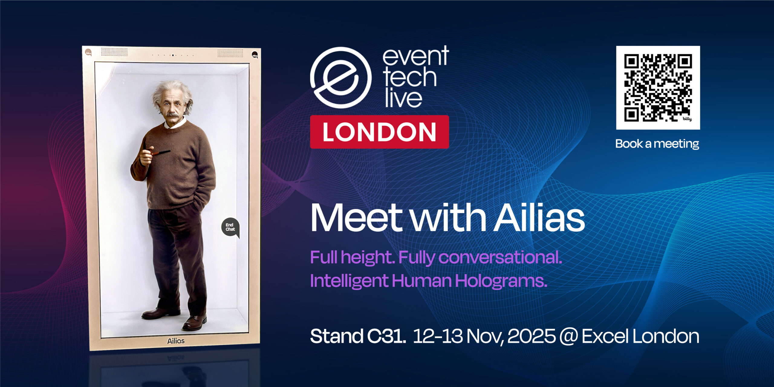 See Ailias full body hologram technology at event tech live 25 at London Excel