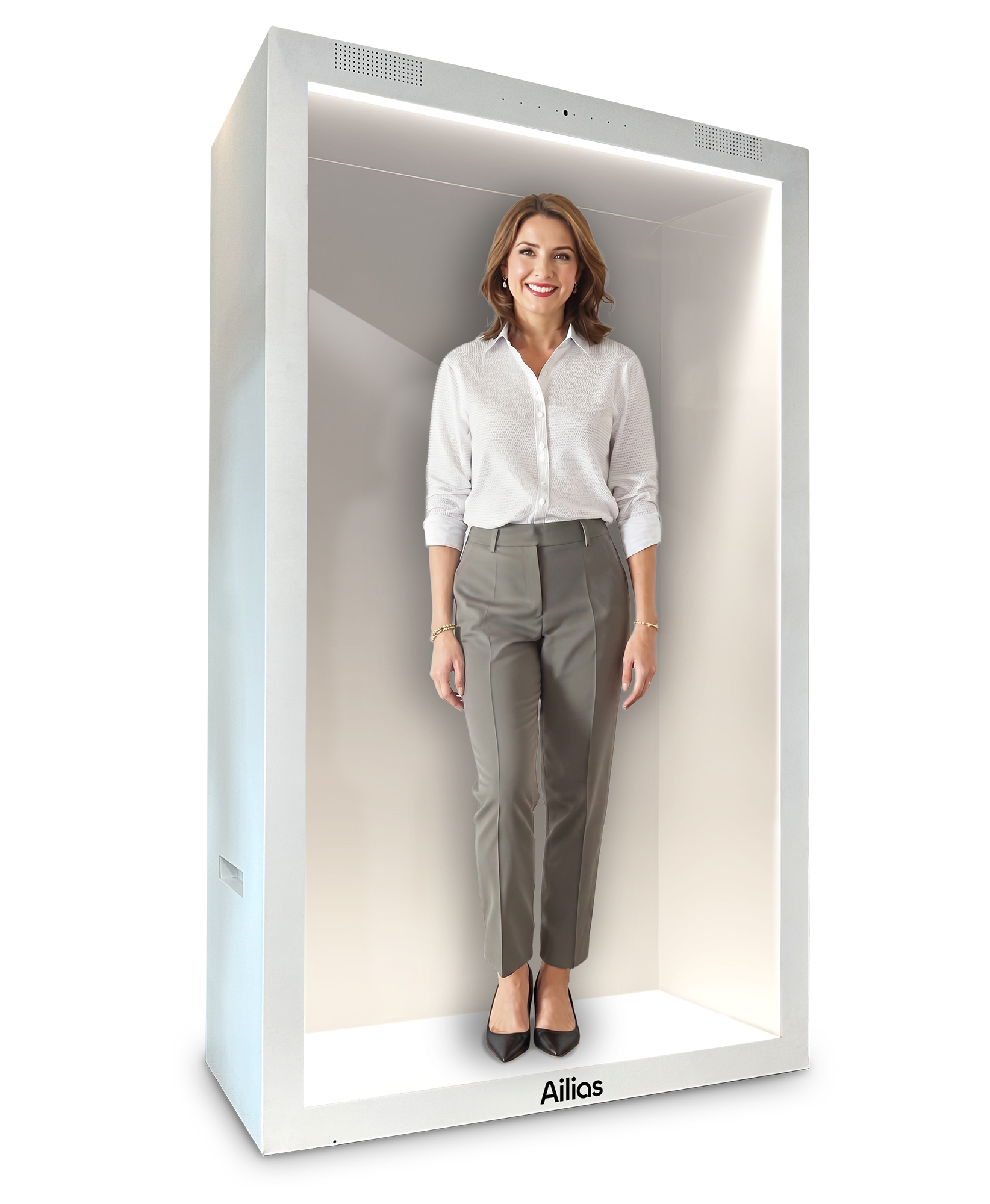 Ai Hologram system. Full-body holographic humans viewed from multiple angles with crisp resolution — ideal for museum exhibits and public engagement. Ailias - best hologram companies UK