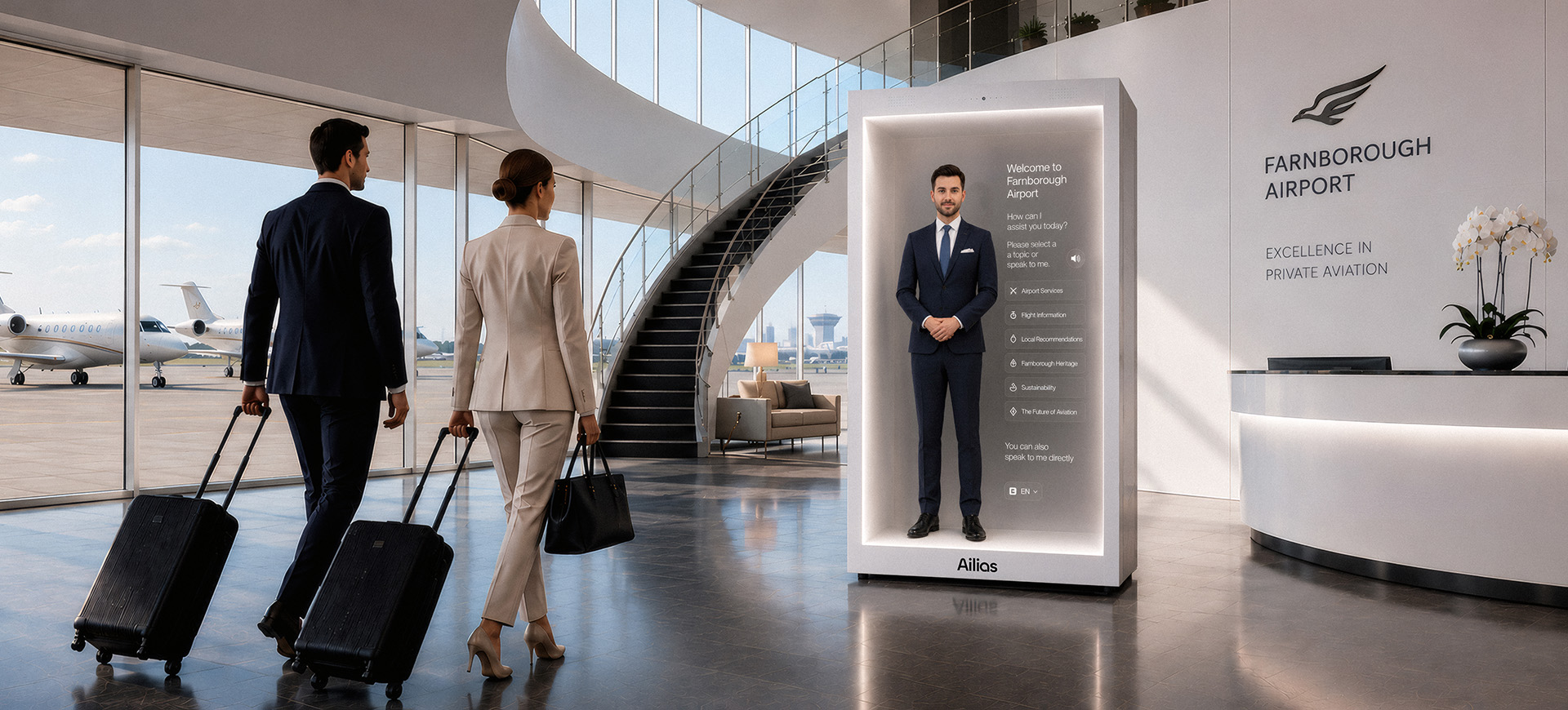 Luxury Airline AI Concierge and conversational AI Hospitality Hologram from Ailias