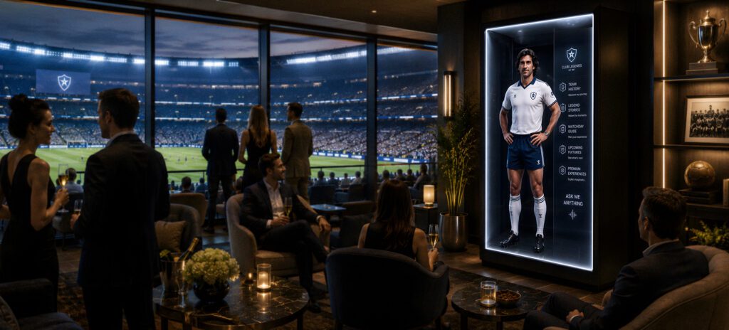 Ailias Ai digital human Hologram solutions. Interactive holograms for sports events, fan zones and fan engagement